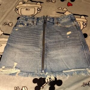 Denim Zipper Front Skirt